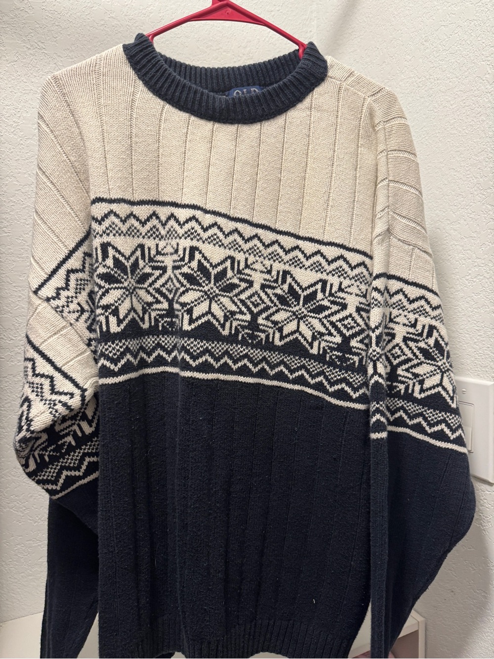 Old Glory Navy & Cream Fair Isle Crewneck Sweater
